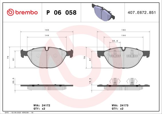 A.B.S. P 06 058 BREMBO Bremsbelagsatz, Scheibenbremse